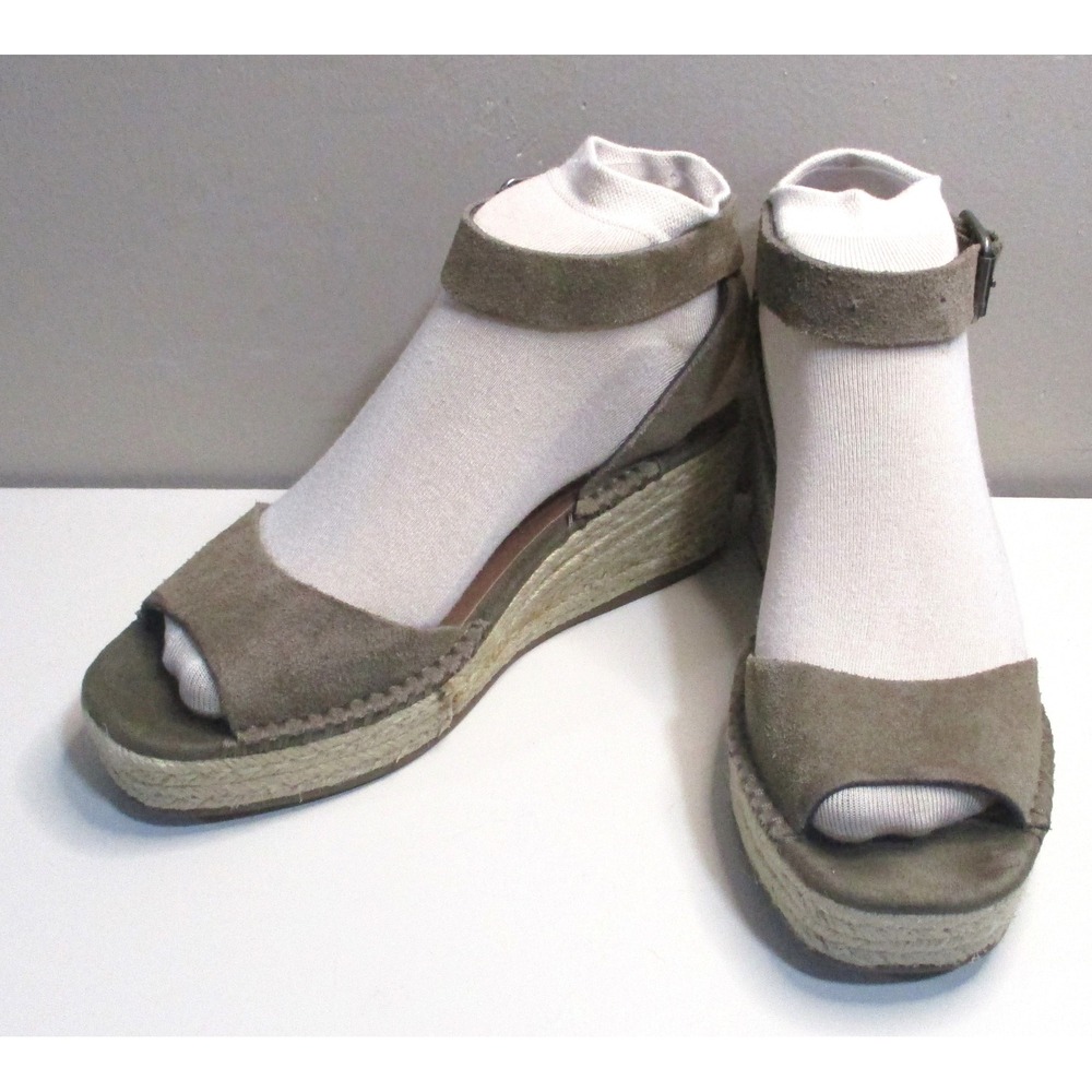 Steve Madden Brown Suede Espadrille Wedge Sandals Ankle Strap Womens 6
